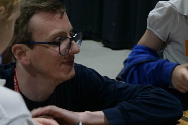 Dr Terry Hall running a workshop with local school children