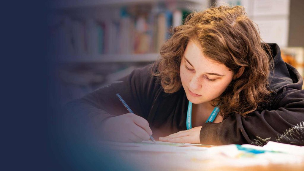 student writing